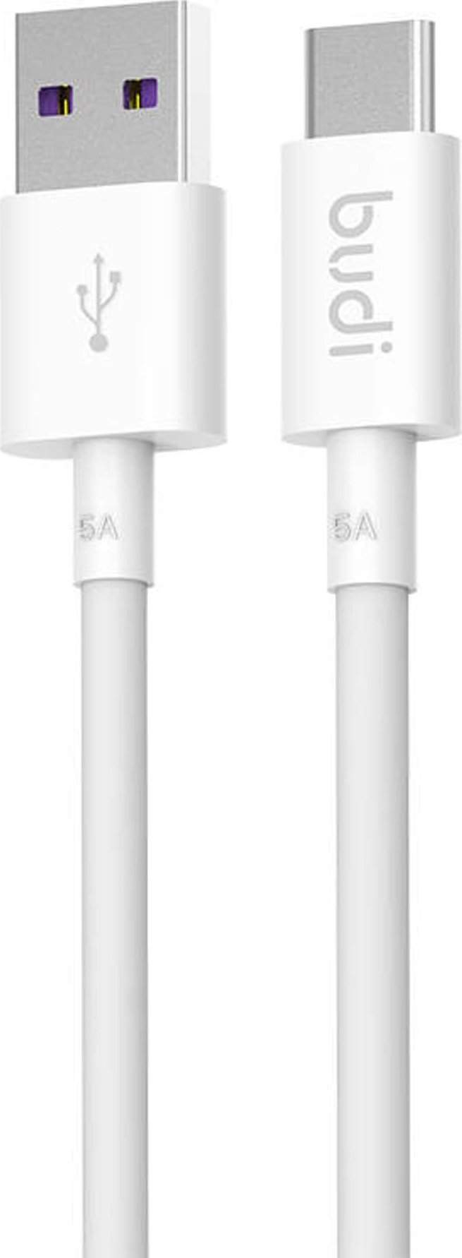 Cablu USB Budi Cablu USB la USB-C Budi 5A, 1m (alb)