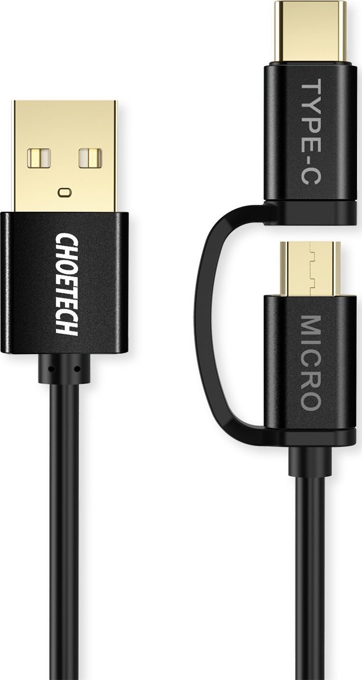 Cablu USB Choetech Cablu USB 2in1 Choetech - USB Tip C / micro USB 1,2m 3A negru (XAC-0012-102BK)