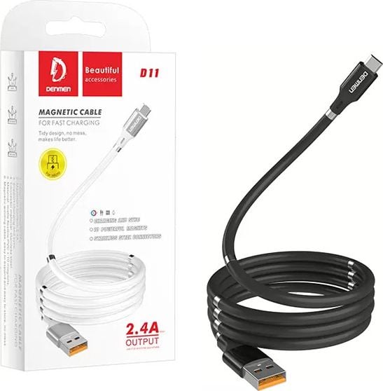 Cablu USB Denmen USB-A - USB-C 1m negru (29362)