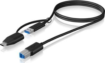 Cablu USB Icy Box USB-B - USB-C + USB-A 1 m Negru (IB-CB032)