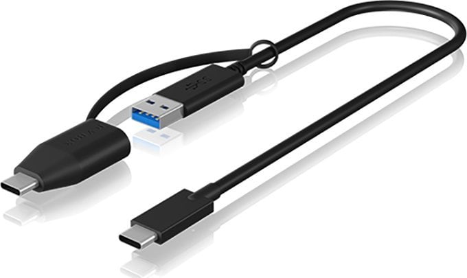 Cablu USB Icy Box USB-C - USB-C + USB-A 0,35 m Negru (IB-CB033)