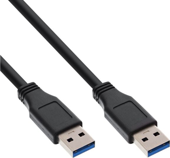 Cablu USB InLine USB-A - USB-A 0,3 m Negru (35203)