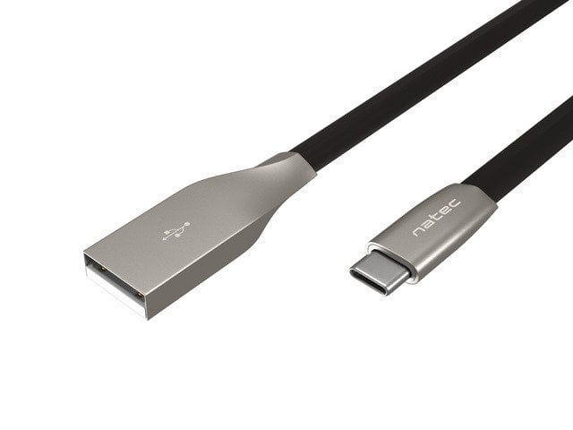 Cablu USB Natec USB-A - USB-C 1 m Negru-argintiu (NKA-1954)