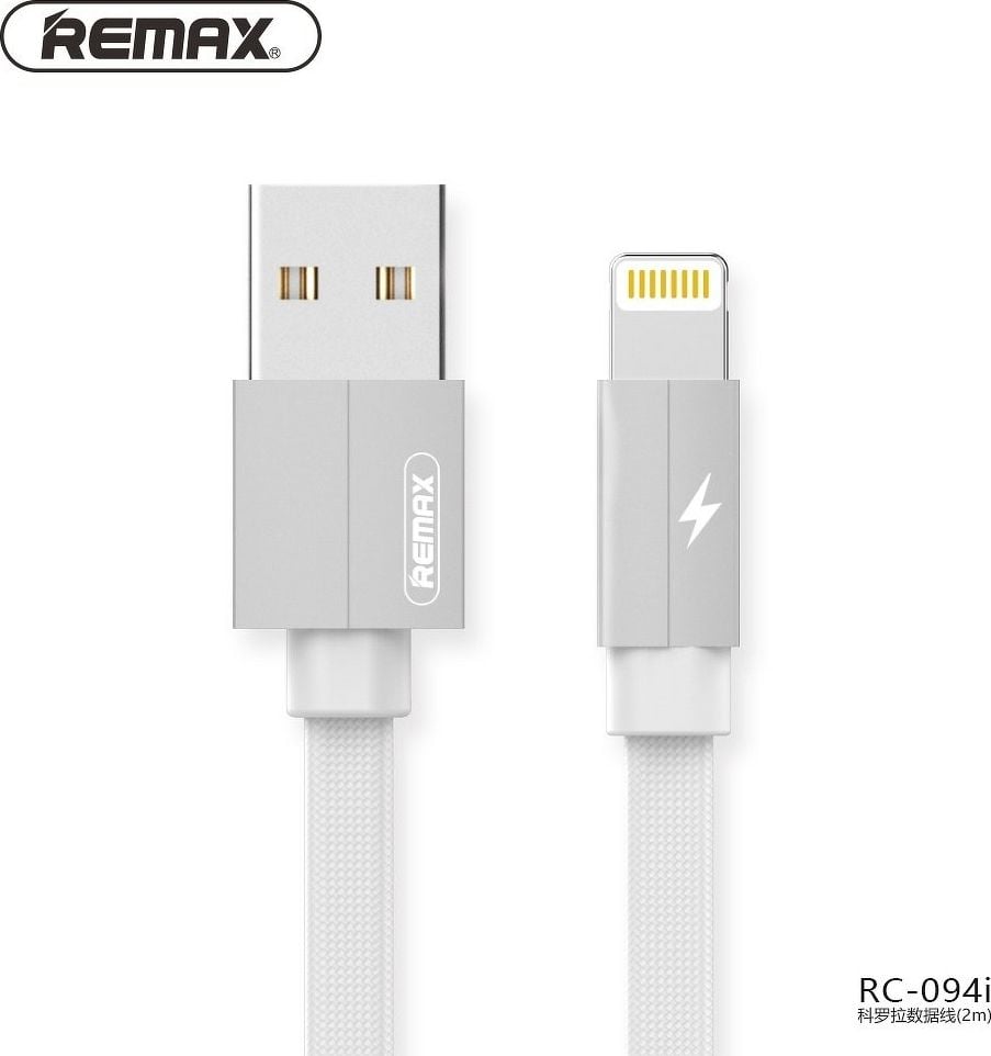 Cablu USB Partner Tele.com REMAX Cablu USB pentru iPhone Lightning Kerolla RC-094i 2m alb.