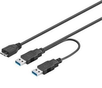 Cablu USB PremiumCord 2x USB-A - micro-B 0,3 m Negru (ku3y01)
