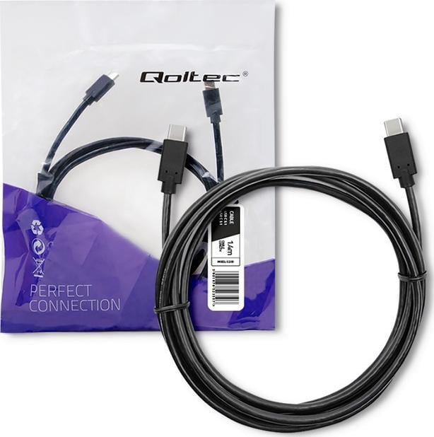 Cablu USB Qoltec USB-C - USB-C 1,4 m Negru (52350)