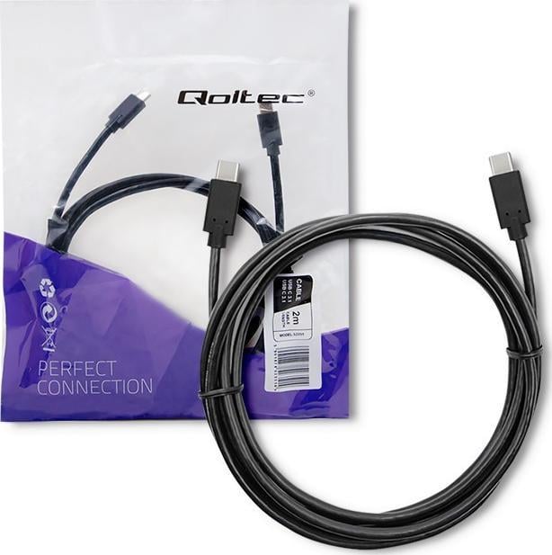 Cablu USB Qoltec USB-C - USB-C 2 m Negru (52351)