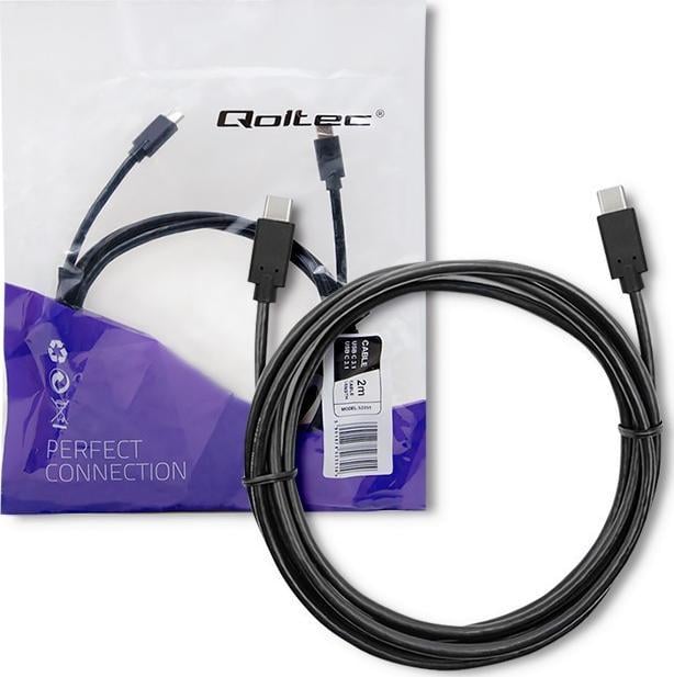 Cablu USB Qoltec USB-C - USB-C 2,5 m Negru (52352)