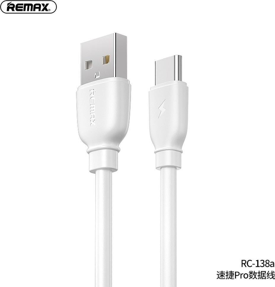 Cablu USB Remax USB-A - USB-C alb (RC-138a alb)