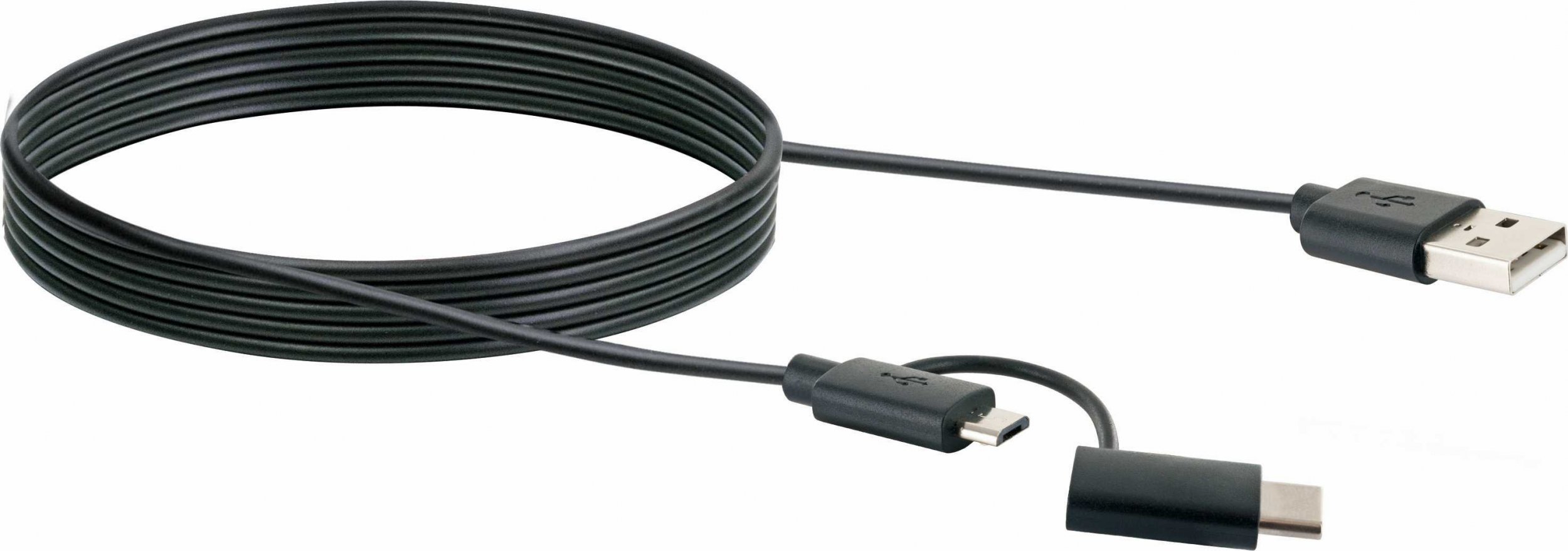 Cablu USB Schwaiger USB-A - microUSB + USB-C 1 m Negru (CK3112533)