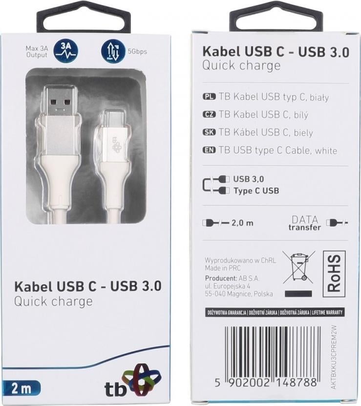 Cablu USB TB Print USB-A - USB-C 2 m Alb (1_791106)