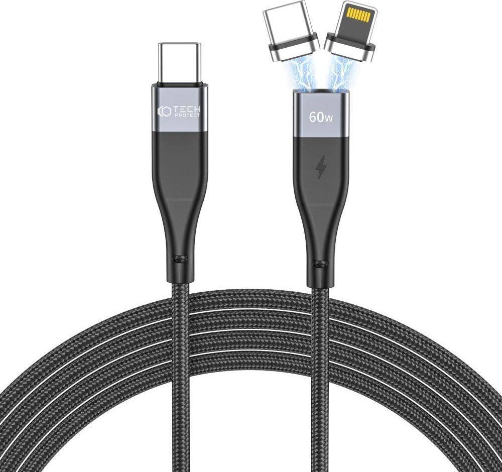 Cablu USB Tech-Protect Cablu magnetic Tech-protect Ultraboost 2in1 Lightning & USB-C PD 60W 3A 100cm Negru