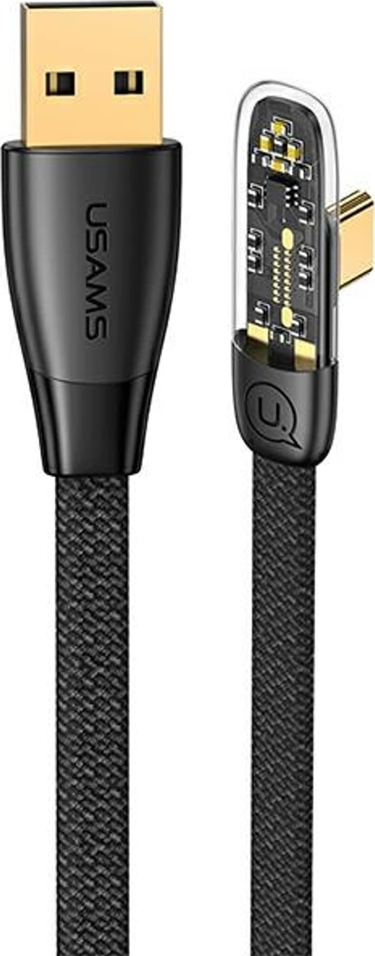 Cablu USB Usams USB-C - USB-C PD 6A 66W Seria Iceflake Cablu negru de 1,2 m SJ585USB01 (US-SJ585)