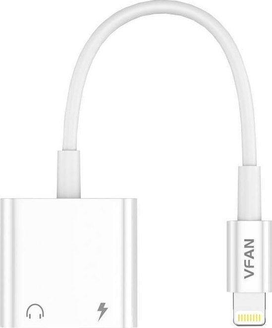 Cablu USB Vipfan Cablu Lightning la Lightning Vipfan L10 + mini mufă AUX de 3,5 mm, 10 cm (alb)