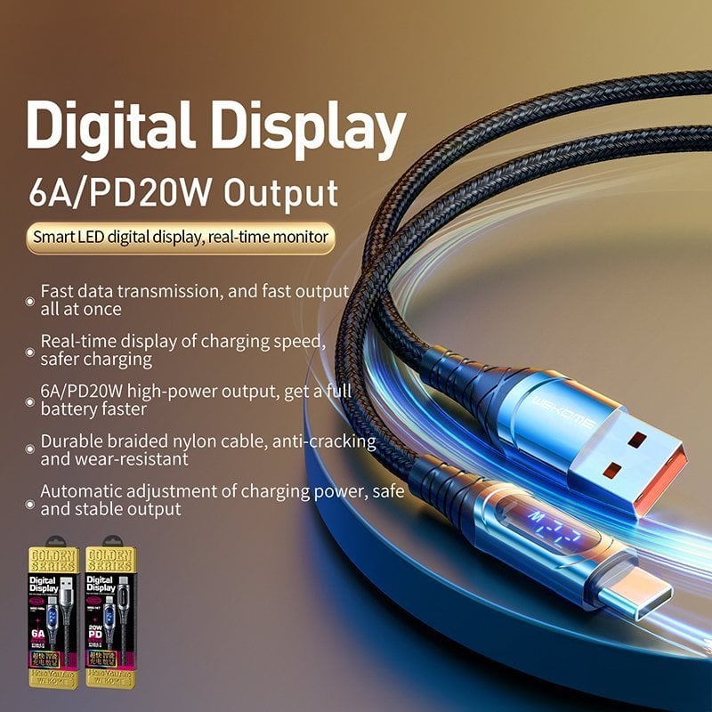 Cablu USB Wekome WEKOME WDC-167 Seria Sakin - Cablu de conectare USB-C la Lightning Fast Charging PD 20W 1 m (Tarnish)