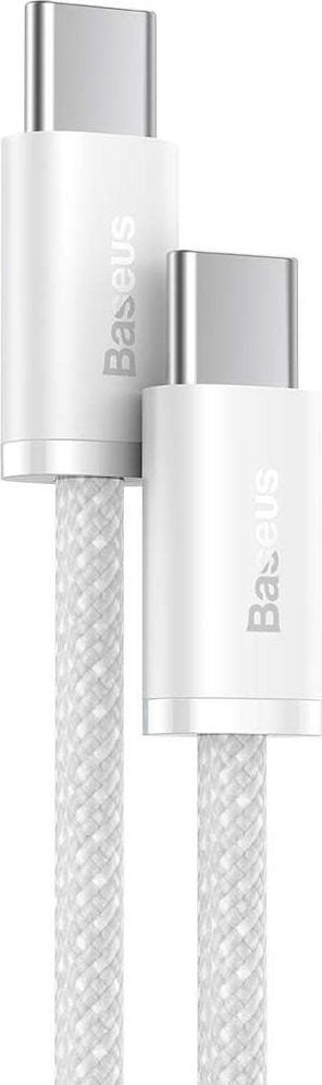 Cablu USB-C la USB-C Baseus, 100 W, 2 m alb