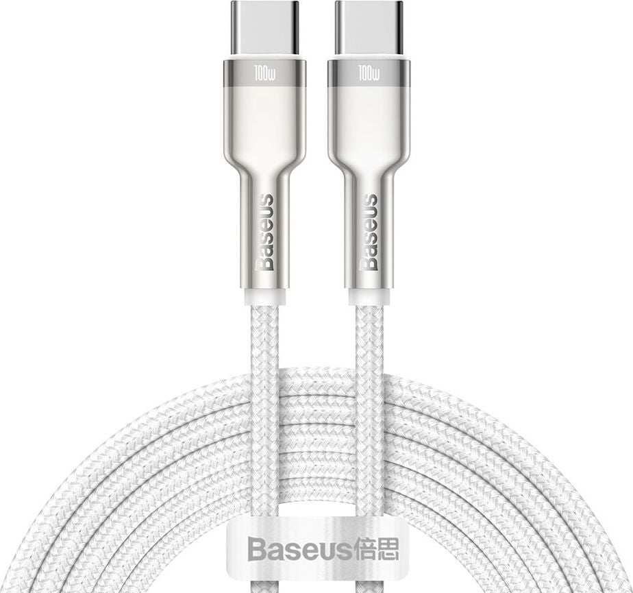 Cablu USB-C la USB-C Baseus Cafule, 100W, 2m, Alb