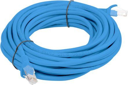 Cablu UTP, Lanberg 40458, cat.5e, mufat 2xRJ45, lungime 15m, AWG 26, 100 MHz, de legatura retea, ethernet, albastru