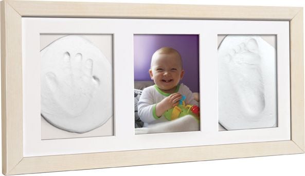 Agende si calendare - Cadru triplu Baby HandPrint cu lut alb