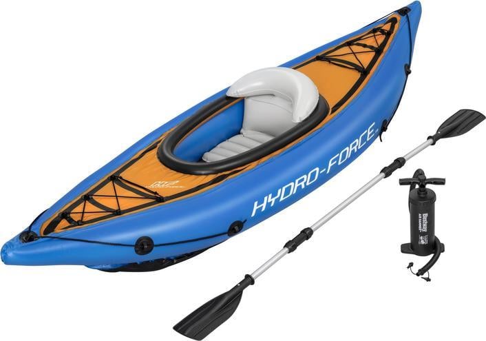 Caiac gonflabil Hydro-Force Cove Champion, Bestway 65115, albastru/portocaliu