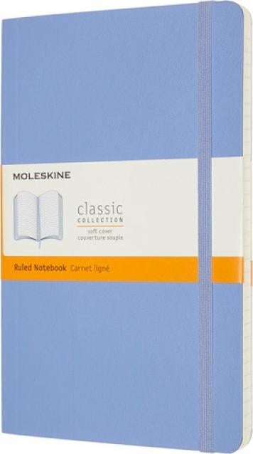 Caiet Moleskine MOLESKINE Classic L (13x21 cm) cu linii, copertă moale, albastru hortensie, 240 pagini, albastru