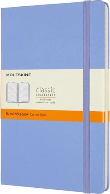 Caiet Moleskine MOLESKINE Classic L (13x21 cm) riglat, cartonat, albastru hortensie, 240 pagini, albastru