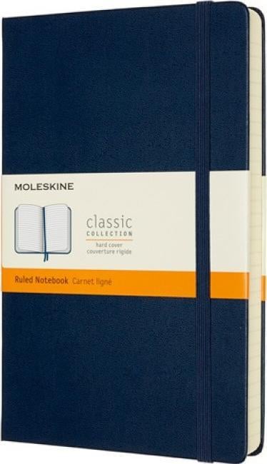 Caiet Moleskine MOLESKINE Classic L (13x21 cm) riglat, cartonat, albastru safir, 400 pagini, albastru