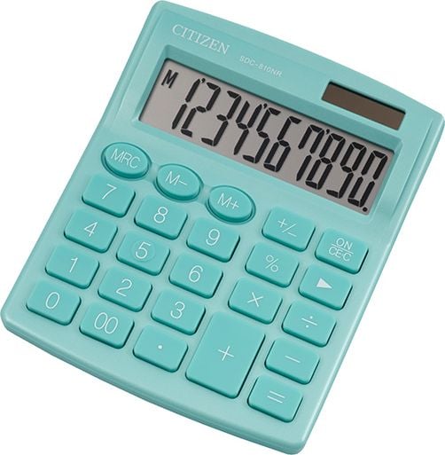 Calculator Citizen SDC810NRGNE, turcoaz, desktop, 10 locuri, cu dublă putere