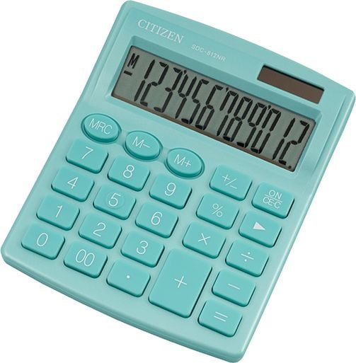 Calculator Citizen SDC812NRGNE, turcoaz, desktop, 12 locuri, cu dublă putere