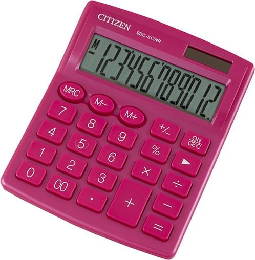 Calculatoare de birou - Calculator Citizen SDC812NRPKE, roz, desktop, 12 locuri, cu dublă putere