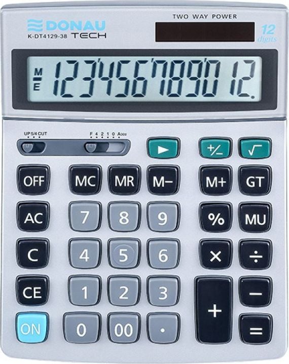 Calculator de birou K-DT4129-38, Donau, 12 cifre, Argintiu