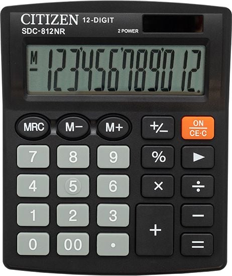 Calculator de birou SDC-812NR, Citizen, 12 cifre, Negru