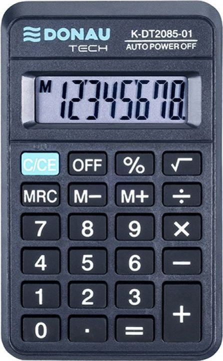 Calculator Donau Calculator de buzunar DONAU TECH, 8 cifre afișaj, dim. 114x69x18mm, negru
