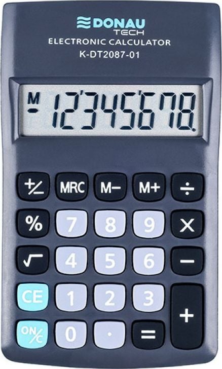 Calculator Donau Calculator de buzunar DONAU TECH, 8 cifre afișaj, dim. 180x90x19mm, negru