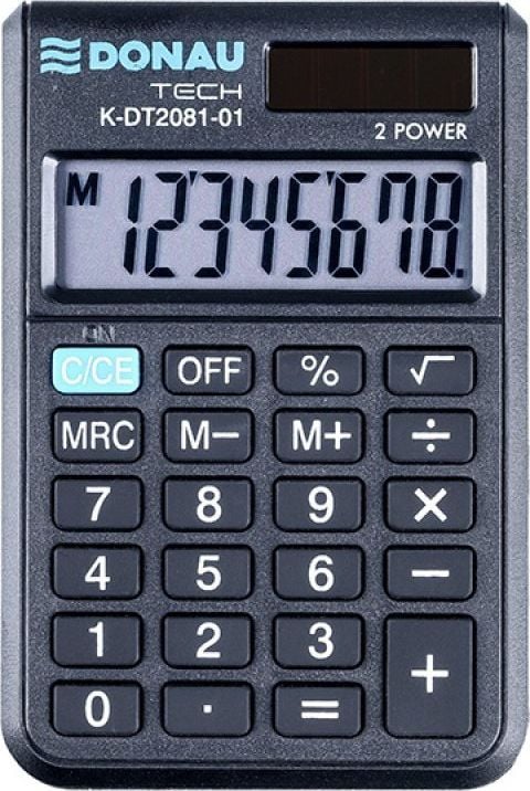 Calculator Donau Calculator de buzunar DONAU TECH, 8 cifre afișaj, dim. 90x60x11mm, negru