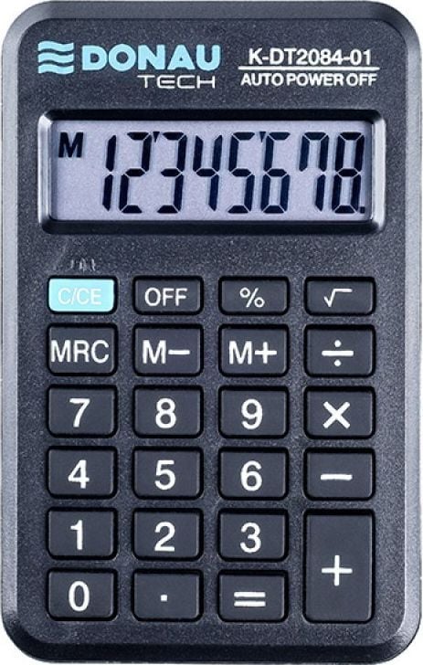 Calculator Donau Calculator de buzunar DONAU TECH, 8 cifre afișaj, dim. 97x60x11mm, negru