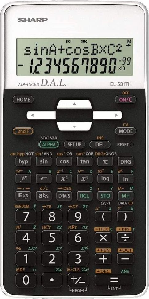 Calculatoare de birou - Calculator stiintific, 10 digits, 273 functiuni, 161 x 80 x 15 mm, SHARP EL-531THBWH - negru/alb