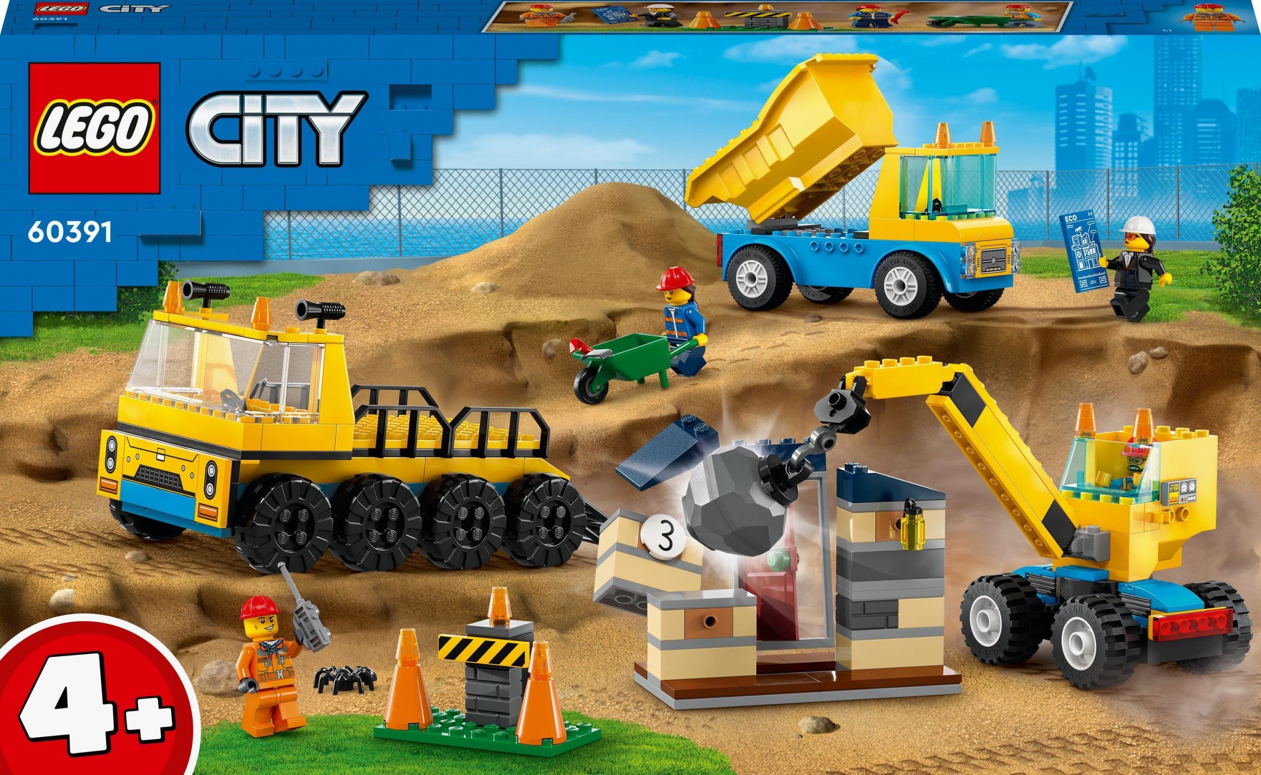Camioane cu bile și macara pentru demolare LEGO City (60391)