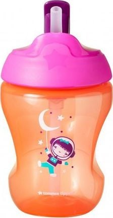 Cana cu pai, ONL, Tommee Tippee, 230 ml x 1 buc, de la 7 luni, Astronaut Fetita