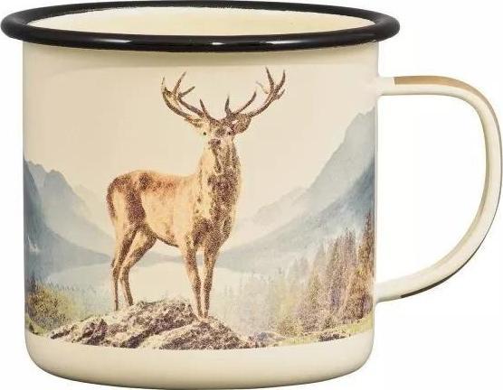 Cana smaltuita - Deer, Metal, 500 ml, Crem / Maro