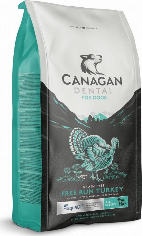 Canagan DENTAL-Free Run Turkey - pentru caini mijlocii si mari 12 kg