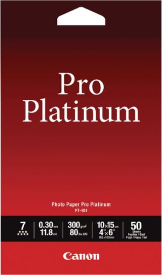 Canon Photo Paper Pro Platinum PT-101, hârtie foto, lucioasă, alb, 10x15cm, 4x6“, 300 g / m2, 50 buc., 2768B014 cerneala