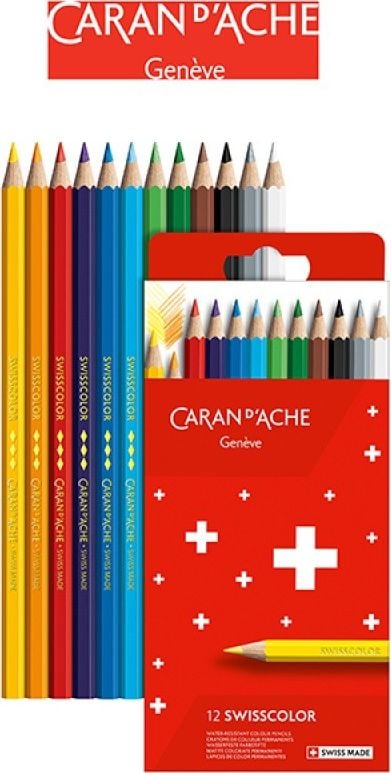 Caran d`Arche CARAN D&apos;ACHE Creioane Swisscolor, cutie carton, 12 buc.