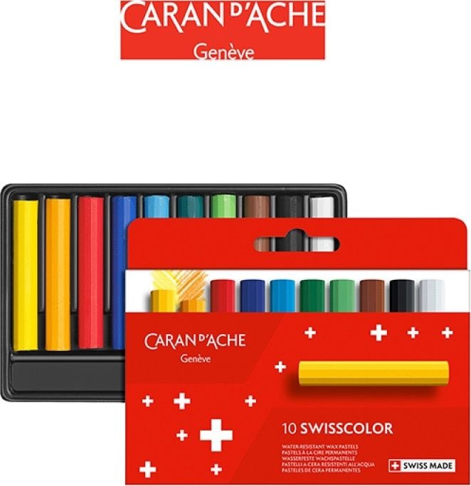 Caran d`Arche CARAN D&apos;ACHE creioane cu ceară Swisscolor, cutie de carton, 10 buc.