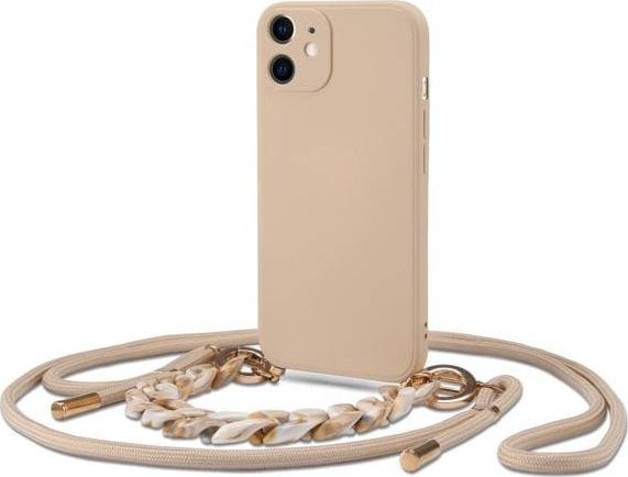 Carcasa cu snur TECH-PROTECT Icon Chain compatibila cu iPhone 11 Beige