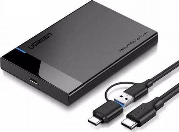 Carcasa HDD/SSD extern UGREEN US221 SATA HDD 2,5 `, USB 3.0 + USB-C la USB-C 3.1