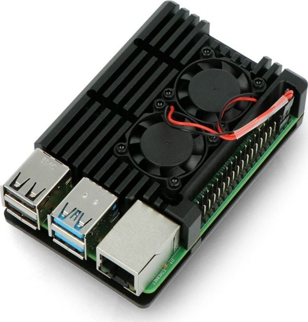 Carcasă JustPi cu două ventilatoare Raspberry Pi 4B (LT-4B02)