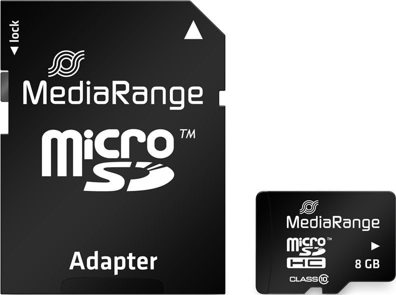 Card de memorie MediaRange micro SDHC 8Gb clasa 10 cu adaptor SD