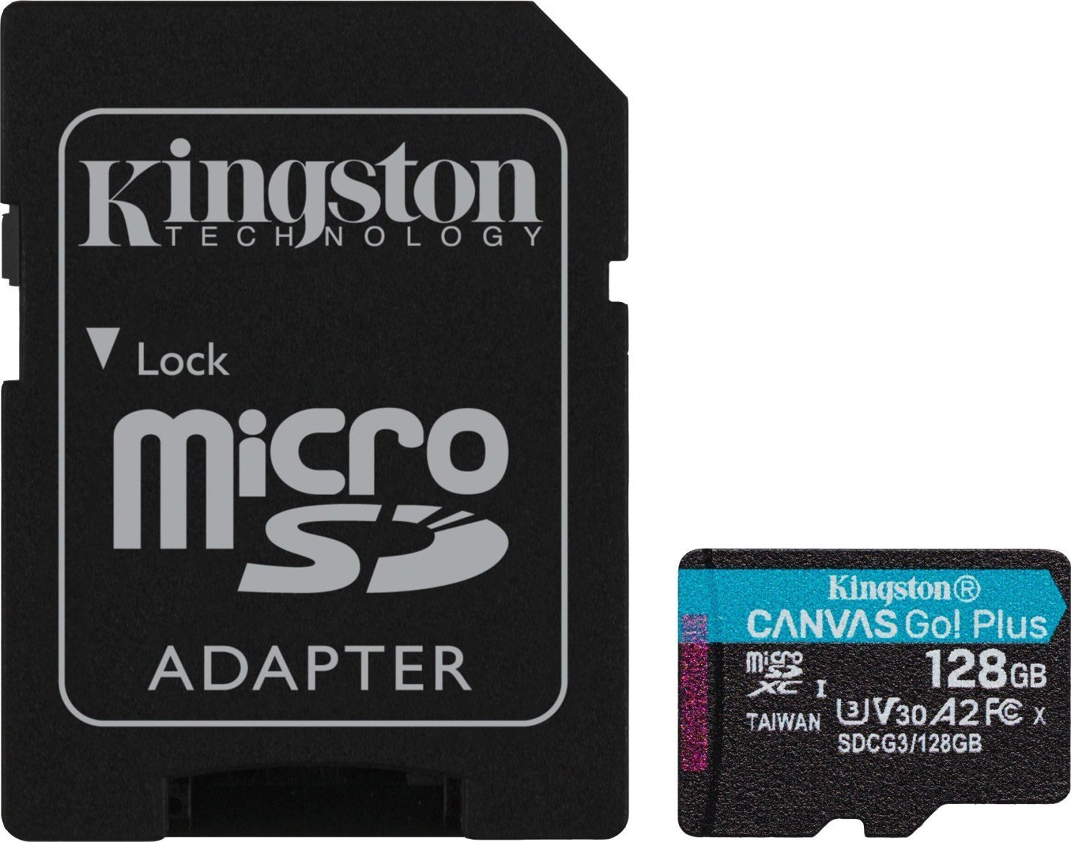 Carduri memorie - Card de memorie MicroSD Kingston Canvas GO Plus, 128GB, Clasa 10, UHS-I, Adaptor inclus
