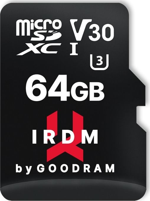 Card de memorie microSDXC Goodram IRDM 64GB,UHS I,cls 10 + adaptor, IR-M3AA-0640R12